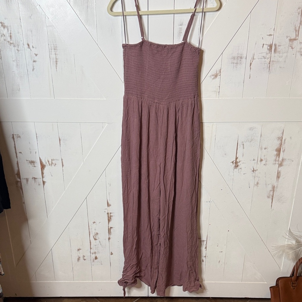 Wishlist Mauve Smocked Spaghetti Strap Maxi Jumpsuit